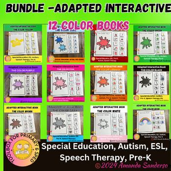 Preview of BUNDLE Adapted Color Books Autism Special Education Data, Goals Matching Tasks
