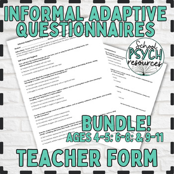 Preview of BUNDLE Adaptive Skills Informal Teacher Questionnaire Daily Living Skills