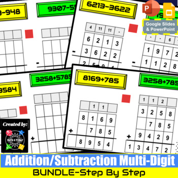 Preview of BUNDLE-STEP BY STEP-Add/Subtract Multi-Digit- DIGITAL-GoogleSlides/PowerPoint