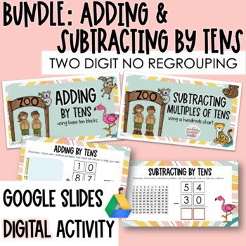 Preview of BUNDLE: Adding and Subtracting 2-Digit Addition | No Regrouping | Google Digital