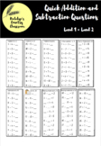 BUNDLE - Addition and Subtraction Quick Questions Level 1 + 2