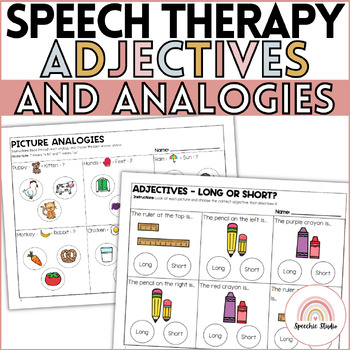 Preview of Adjectives and Analogies Activities and Worksheets for Speech Therapy