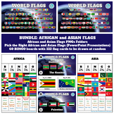 African and Asian Flags PNGs, PowerPoints, Flash Cards, an