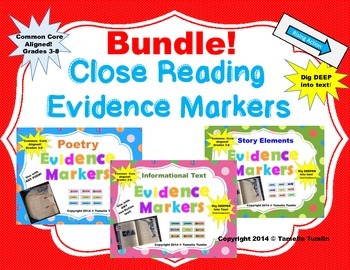 Preview of BUNDLE! All 3 Sets of Interactive Evidence Markers! CCSS (Grades 3-8)