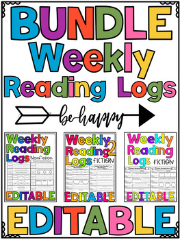 Preview of EDITABLE Skills Based Weekly Reading Logs BUNDLE