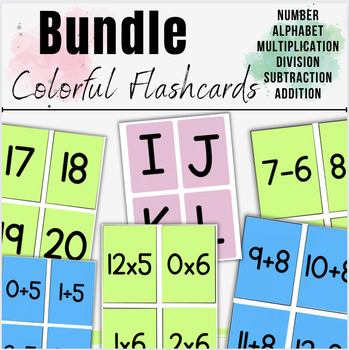 Preview of Alphabet Flashcards Number Flashcards Math Fact Fluency Flashcards Bundle