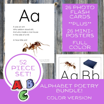 Preview of BUNDLE Alphabet Poetry Flashcard & Poster Set to Learn Letter Sounds Formation