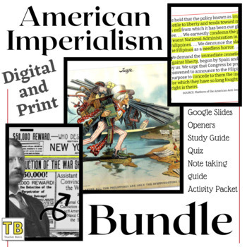 Preview of BUNDLE American Imperialism: Quiz, study guide, Google Slides, note taking....