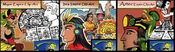 Preview of BUNDLE-Ancient Empires Maya, Aztec, Inca 48 pc. Clip-Art (BW/Color)