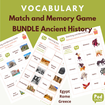 Preview of BUNDLE Ancient History Vocabulary Memory and Matching Game: Egypt, Rome, Greece.