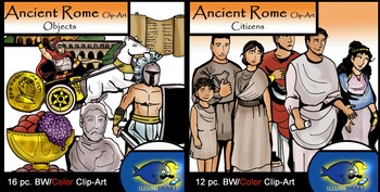 Preview of BUNDLE: Ancient Rome Citizens & Objects (28 BW & Color)