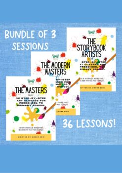 Preview of BUNDLE Art Lessons Curriculum | 36 Art Lessons | Step-by-Step Full Instructions