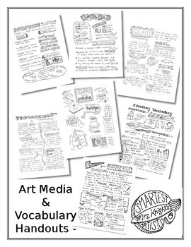 Preview of BUNDLE- 9 Art Media and Vocabulary Handouts