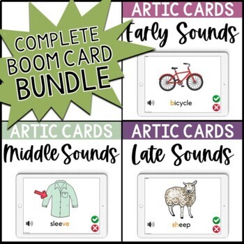 Preview of Articulation Cards Speech Therapy BOOM™ CARDS Bundle ALL Sounds with Audio