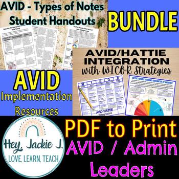 Preview of BUNDLE Avid Hattie Integration Effect Size Focused Notes PDF Principal WICOR