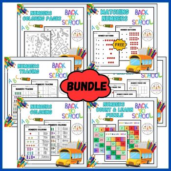 Preview of Amazing Math Activities BUNDLE Numbers   ( Tracing , Coloring ,Matching... )