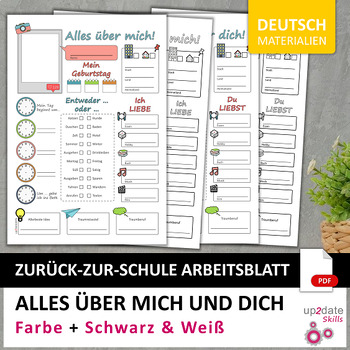 Preview of BUNDLE | Back to School Activities | All About Me + All About You in German