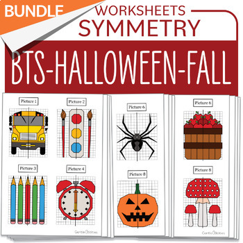 Preview of BUNDLE Fall Math Activity Back to School Fall Halloween Symmetry Math Centers