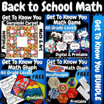 Preview of BUNDLE Back to School Get To Know You MATH All About Me | Math Game | Math & Art