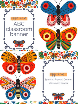 Preview of BUNDLE:Back to School Spanish|French|German Printable Uppercase Name Banners