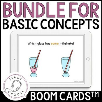 Preview of Basic Concepts Speech Therapy Activities Boom™ Cards Digital Task Cards BUNDLE