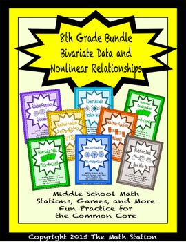 Preview of BUNDLE Bivariate and Nonlinear Math Stations for Common Core Eighth Grade