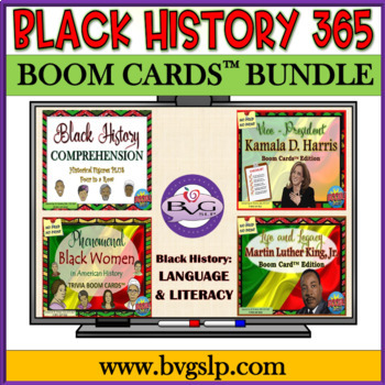 Preview of BUNDLE Black History Month 365 BOOM Cards Comprehension Unit