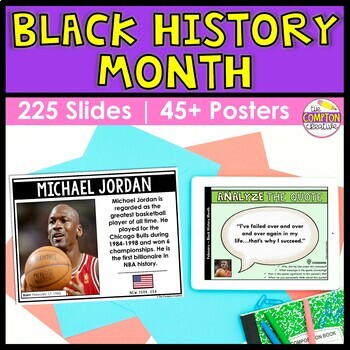 Preview of Black History Month Biographies Kids Bundle - Posters, Teaching Slides and PPT