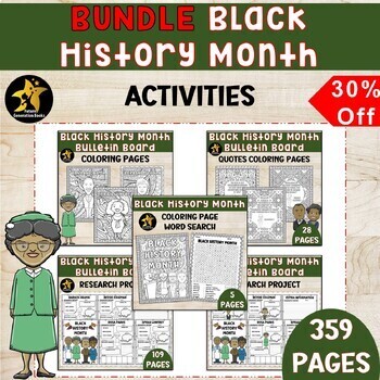 Preview of BUNDLE Black History Month Activities Bulletin Board Coloring Pages Word Search