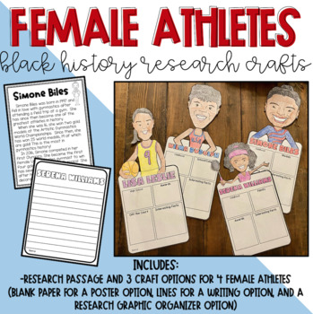 Preview of BUNDLE Black History Month Female Athlete Sports Passage Research Craftivity