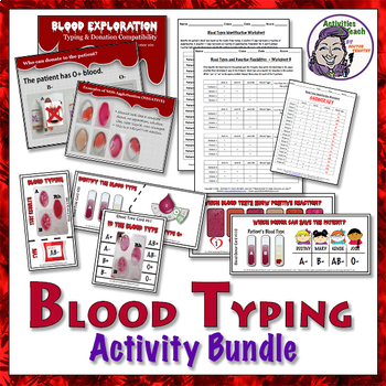 Preview of Blood Typing Activity: Task Cards, PowerPoint Lesson, & Worksheet Bundle