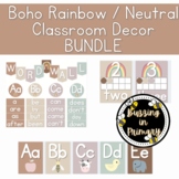 BUNDLE: Boho Rainbow Neutral Classroom Decor