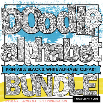 Preview of Alphabet ClipArt BUNDLE | Printable Bulletin Board Letters for Coloring