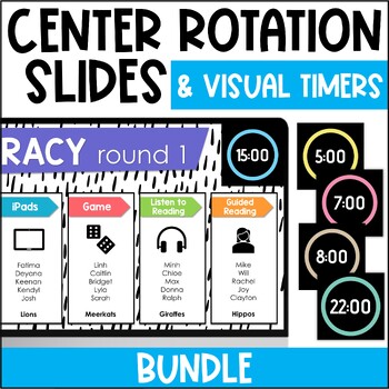 Preview of BUNDLE: Center Station Rotation Slides - Digital Rotation Chart & Visual Timers