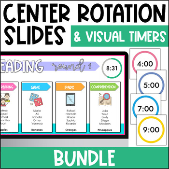 Preview of BUNDLE Center Station Rotation Slides & Visual Countdown Timers