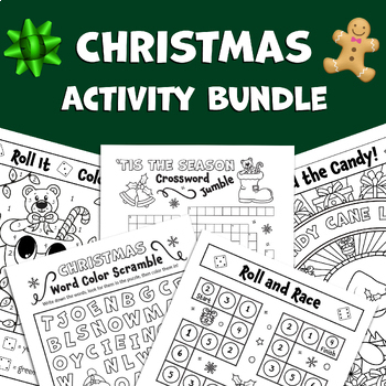 Preview of BUNDLE: Christmas Activities | Xmas Word Games | Dice Games | Color by Number