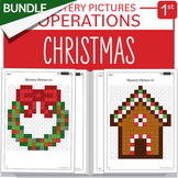 BUNDLE Christmas Math Mystery Pictures Grade 1 Additions S