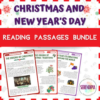 Preview of BUNDLE || Christmas & New Year's Day || READING PASSAGES & ACTIVITIES