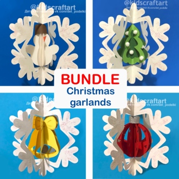 Preview of BUNDLE Christmas Snowflake Bauble Snowman Tree Decorations Garland Winter Crafts