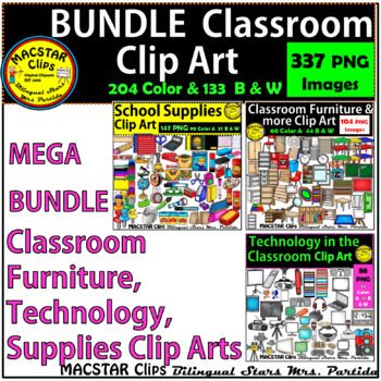 Preview of BUNDLE Classroom Furniture, Technology, SuppliesClip Art