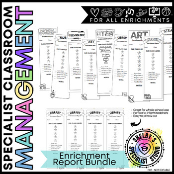 Preview of BUNDLE: Classroom Management Specialist Enrichment Report Sheet [ALL SCHOOL USE]