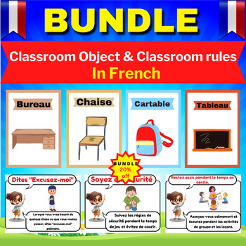 Preview of BUNDLE Classroom Object Printable & (Classroom rules with Slides) IN FRENCH