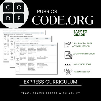 Preview of BUNDLE: Code.org Express Course Rubrics for Students with Feedback Section