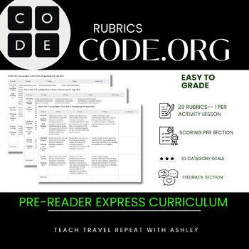 Preview of BUNDLE: Code.org Pre-Reader Express Course Rubrics for Students with Feedback
