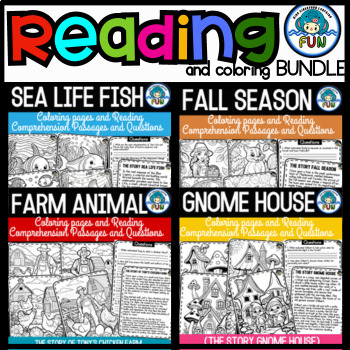 Preview of BUNDLE Coloring Pages and Reading Comprehension Passages and Questions