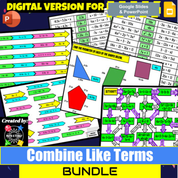 Preview of BUNDLE - Combine Like Terms - DIGITAL-GoogleSlides/PowerPoint