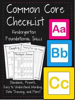 Preview of BUNDLE Common Core K Standards Made Easy w/ Rubric, Data Tracking (ELA)