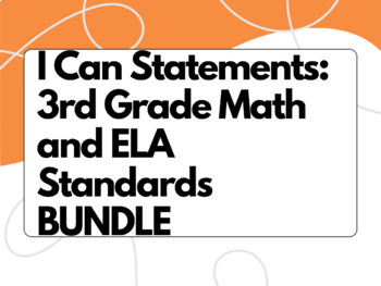 Preview of BUNDLE Common Core Learning Targets for 3rd Grade: I Can Statements