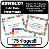 BUNDLE! Common Core Math "I Can" Learning Target for K-6th