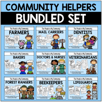 Preview of Community Helpers Social Studies Book Bundle - Interactive Texts for Grades K-1